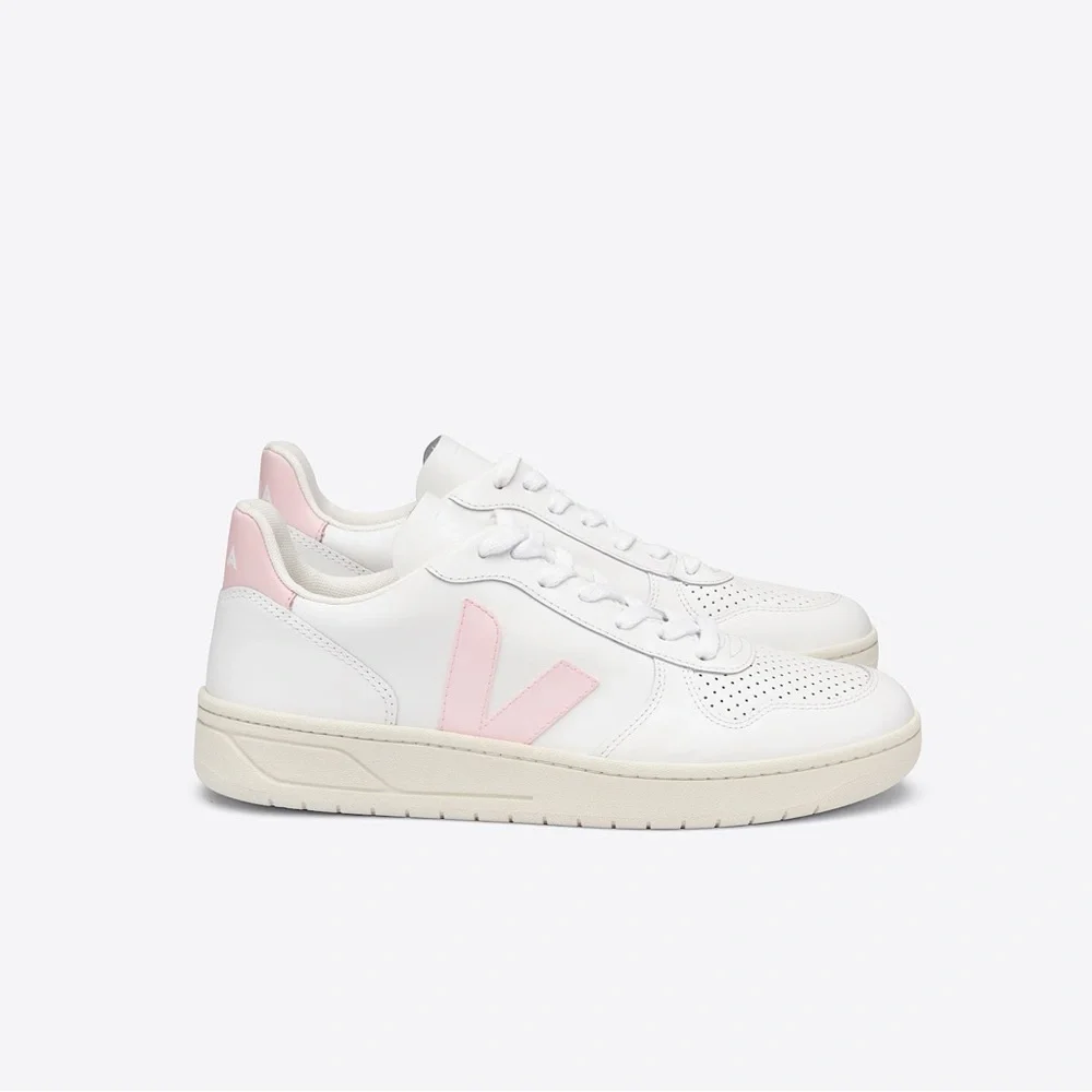 Veja V-10 Leather Sneaker Pink/White Size 7
